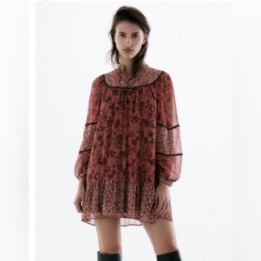 Zara multicolor babydoll dress size M